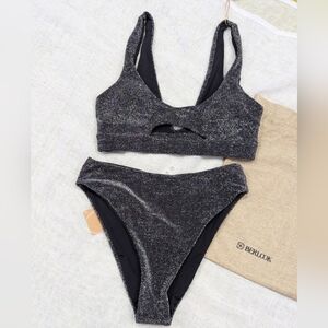 BNWT / Berlook / Small / Large  Black Lurex Bikini Set